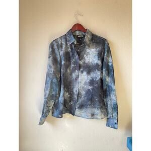 Vintage kasper sheer‎ velour floral dark romantic button up y2k 90s 16